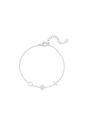 Bracelet with three different flowers Silver Stainless Steel h5 