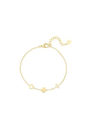 Bracelet with three different flowers Gold Stainless Steel h5 