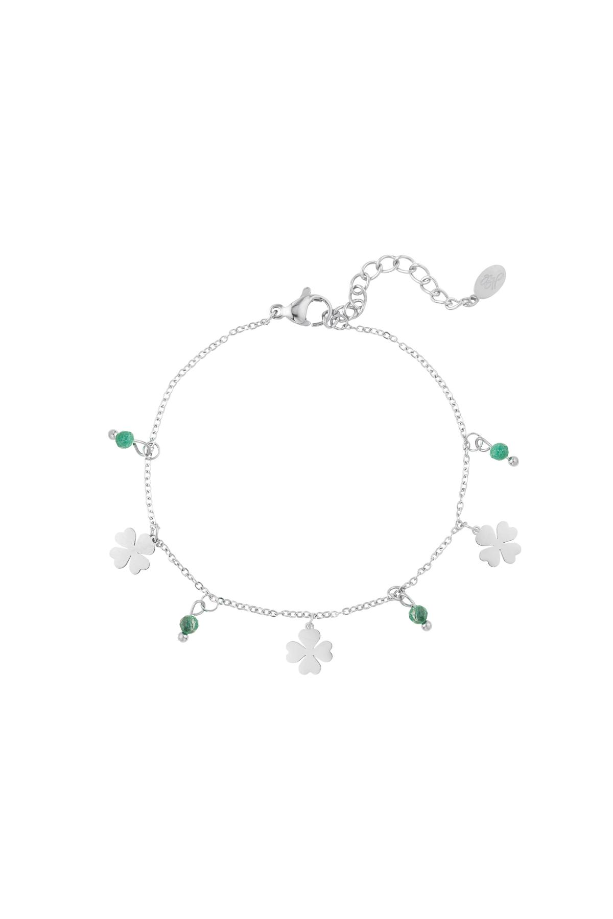 Bracelet four-leaf clovers & stones Silver Stainless Steel h5 