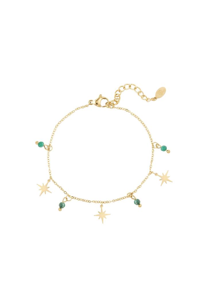 North star bracelet & beads Gold Stainless Steel 