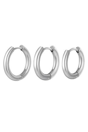 Creoles set 3 hoop earrings silver Stainless Steel h5 