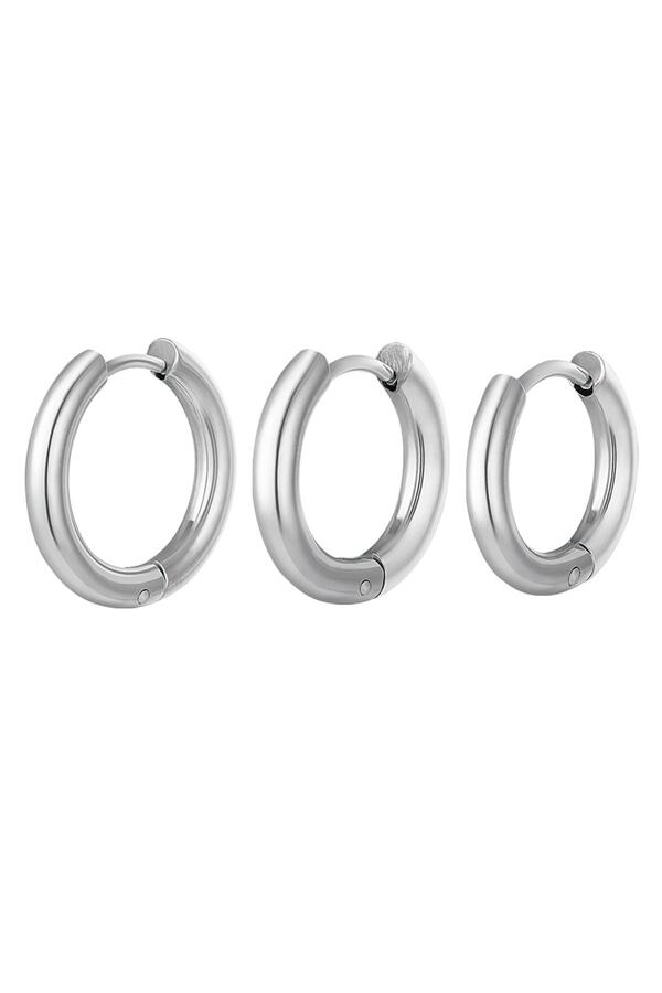 Creoles set 3 hoop earrings silver Stainless Steel