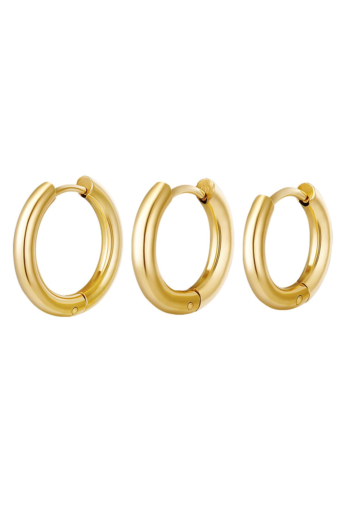 Creoles set 3 hoop earrings Gold Color Stainless Steel 2