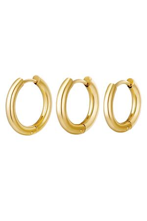 Creoli set 3 orecchini a cerchio in oro Gold Stainless Steel h5 