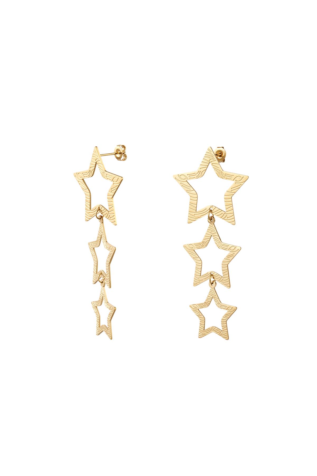 Star earrings with pattern Gold Color Stainless Steel