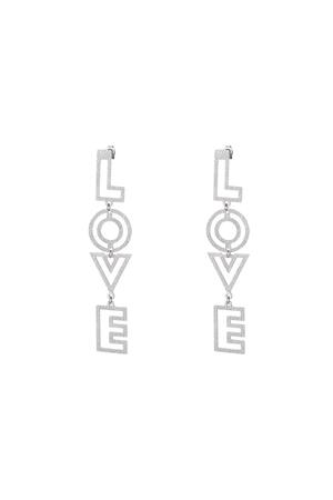 LOVE earrings with pattern Silver Stainless Steel h5 