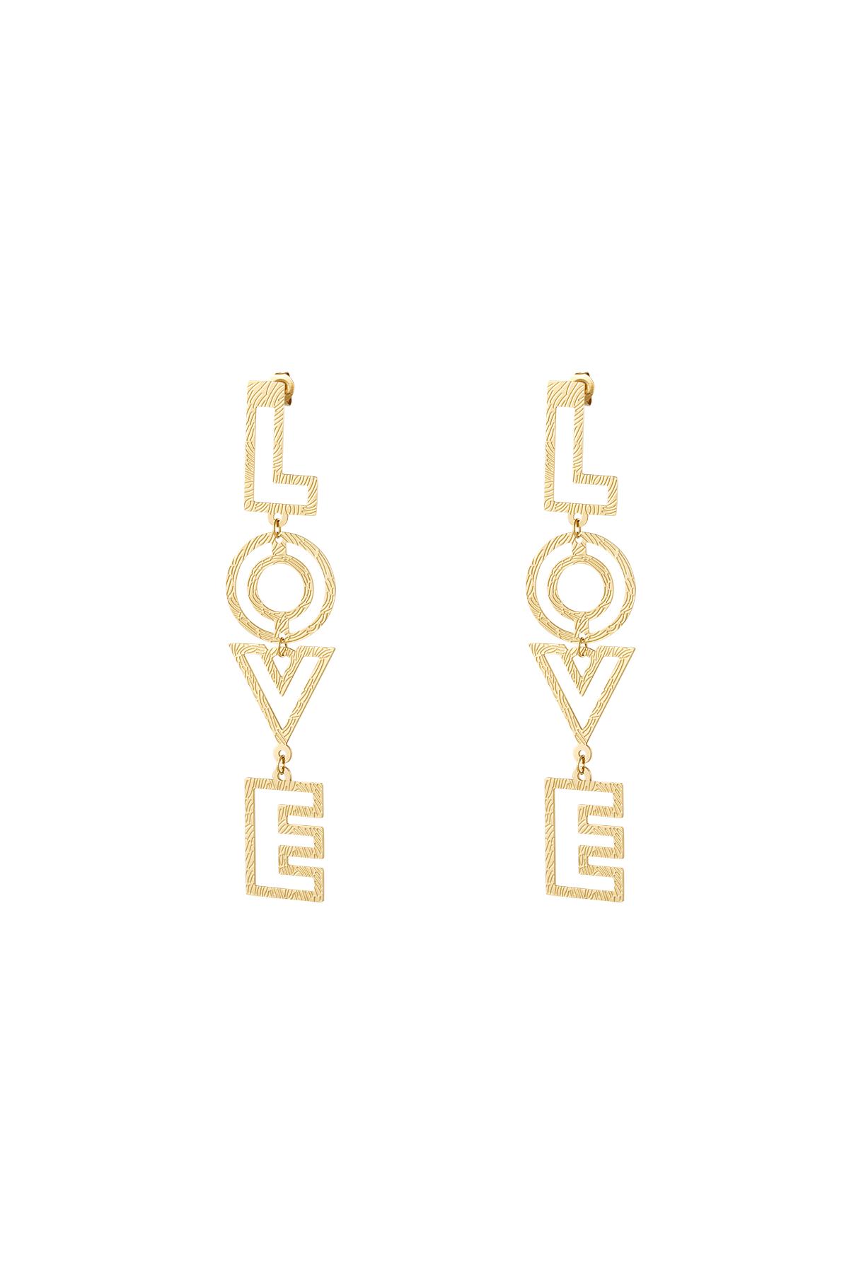LOVE earrings with pattern Gold Stainless Steel