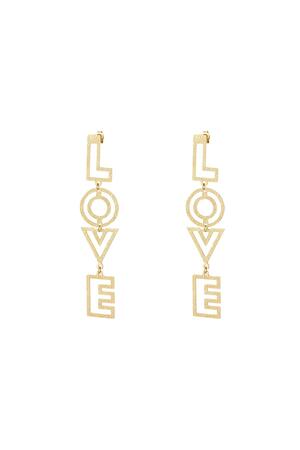 LOVE earrings with pattern Gold Stainless Steel h5 