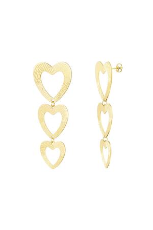 Heart earrings with pattern Gold Stainless Steel h5 