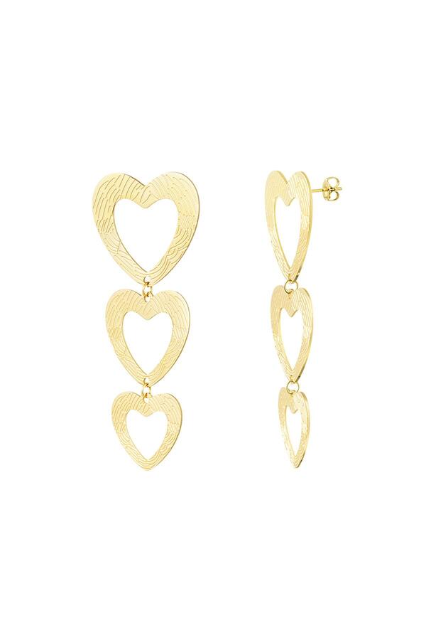 Heart earrings with pattern Gold Stainless Steel
