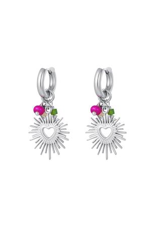 Earrings with heart and beads Silver Stainless Steel h5 