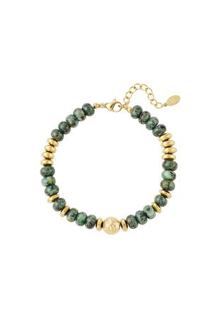 Armband met multi kleuren stenen kralen - Natuurstenen collectie Green & Gold Stone h5 
