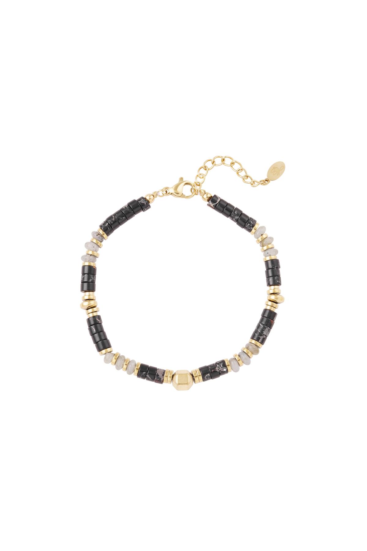 Armband mit kleinen farbigen Steinen Schwarz &amp; Gold Edelstahl