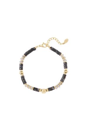 Bracelet avec petites pierres colorées Noir & Or Acier inoxydable h5 