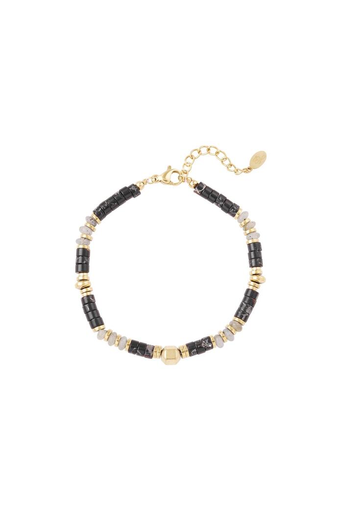 Bracelet with small colored stones Black & Gold Stainless Steel 