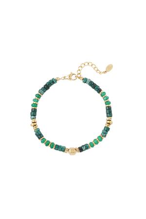 Bracelet with small colored stones Green & Gold Stainless Steel h5 