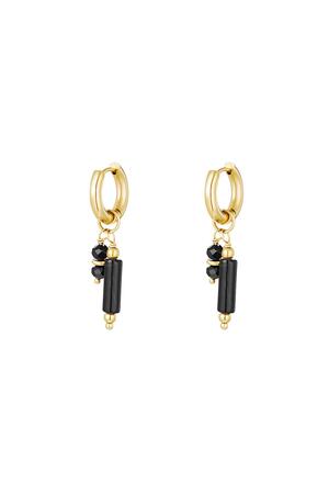Earrings with stone charms Black Stainless Steel h5 