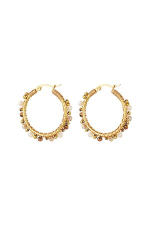 Hoop earrings with colored beads Gold Stainless Steel h5 