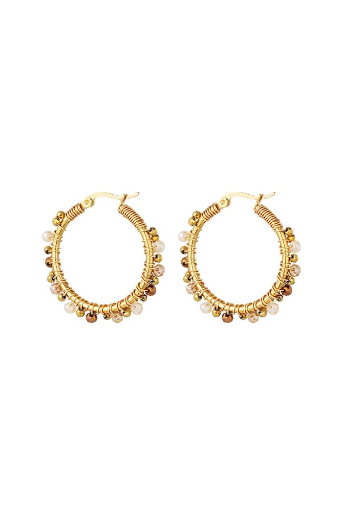 Hoop earrings with colored beads Gold Stainless Steel 