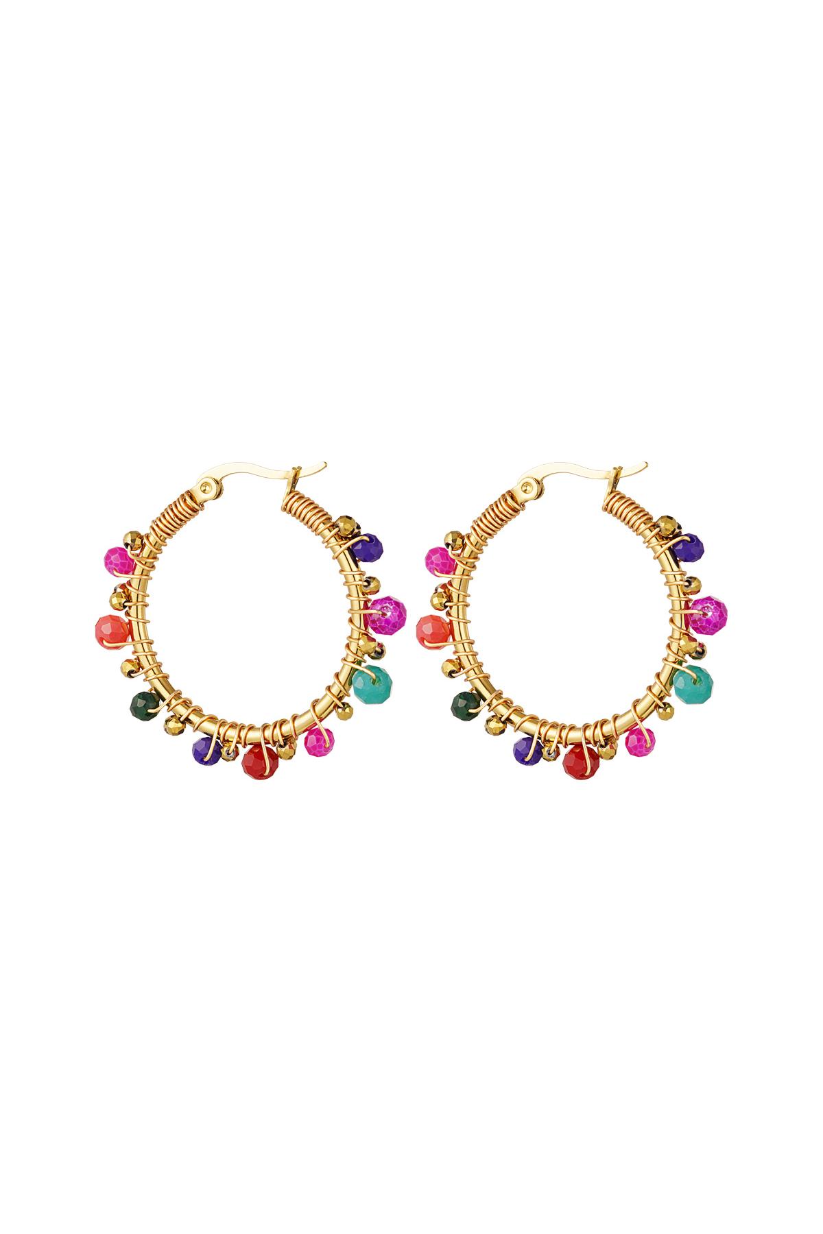 Hoops colored beads Gold Stainless Steel