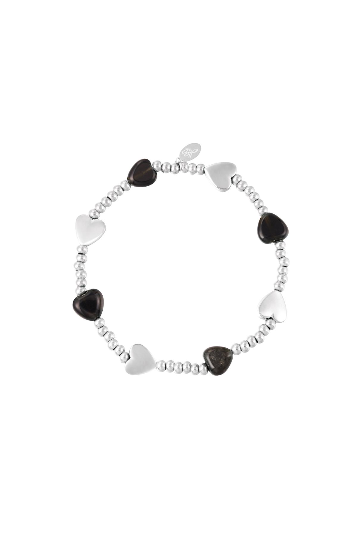 Bracciale di perline con cuori Black & Silver Stone h5 