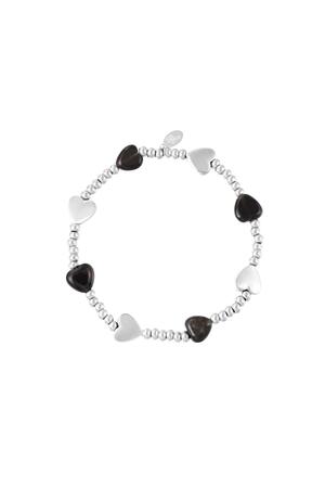 Beaded bracelet with hearts Black & Silver Stone h5 