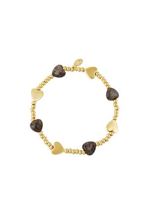 Beaded bracelet with hearts Brown Stone h5 