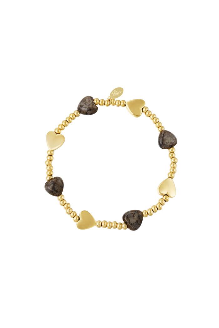 Beaded bracelet with hearts Brown Stone 