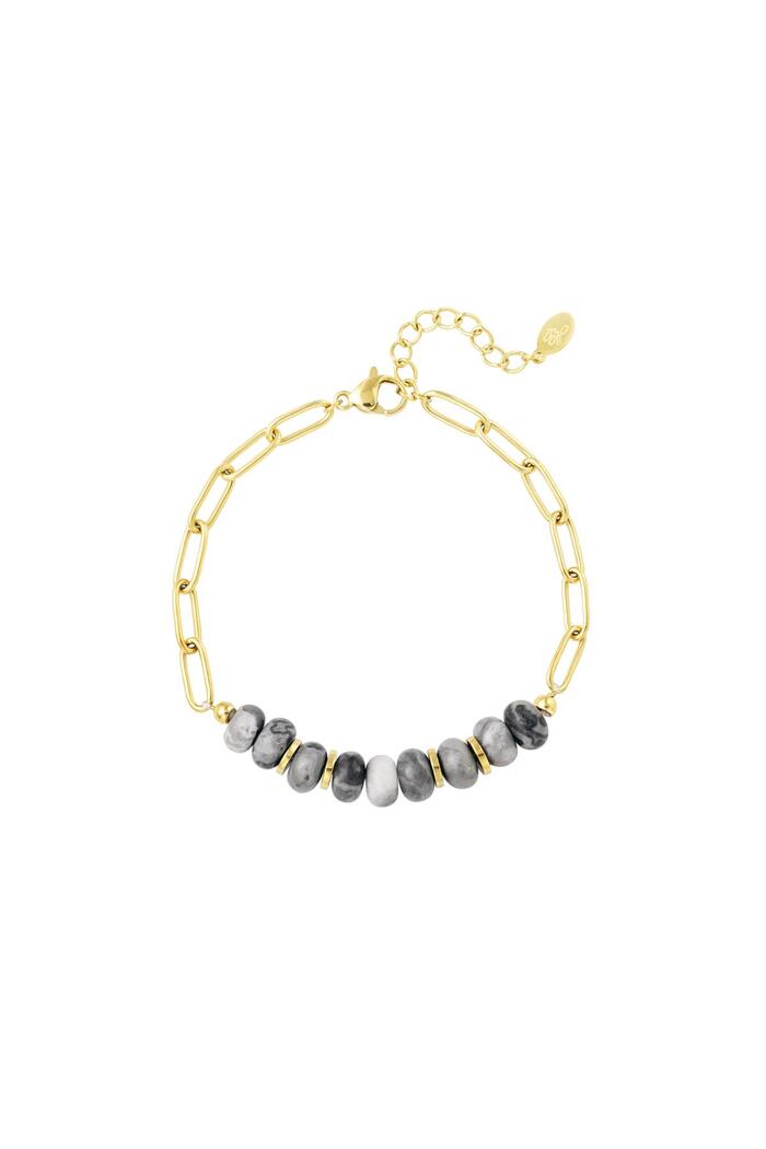 Chunky bracelet with stones Grey & Gold 