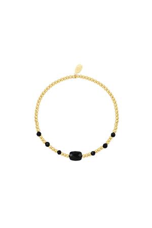 Bracelet perlé avec pierre carrée de couleur - Collection pierres naturelles Noir Stone h5 