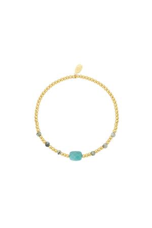 Bracelet perlé avec pierre carrée de couleur - Collection pierres naturelles Vert Stone h5 