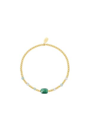 Kralen armband met gekleurde vierkante steen - Natuurstenen collectie Green & Gold Stone h5 