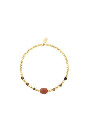 Beaded bracelet with colored square stone - Natural stones collection Brown h5 