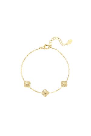 Bracelet clover with pattern Gold Stainless Steel h5 