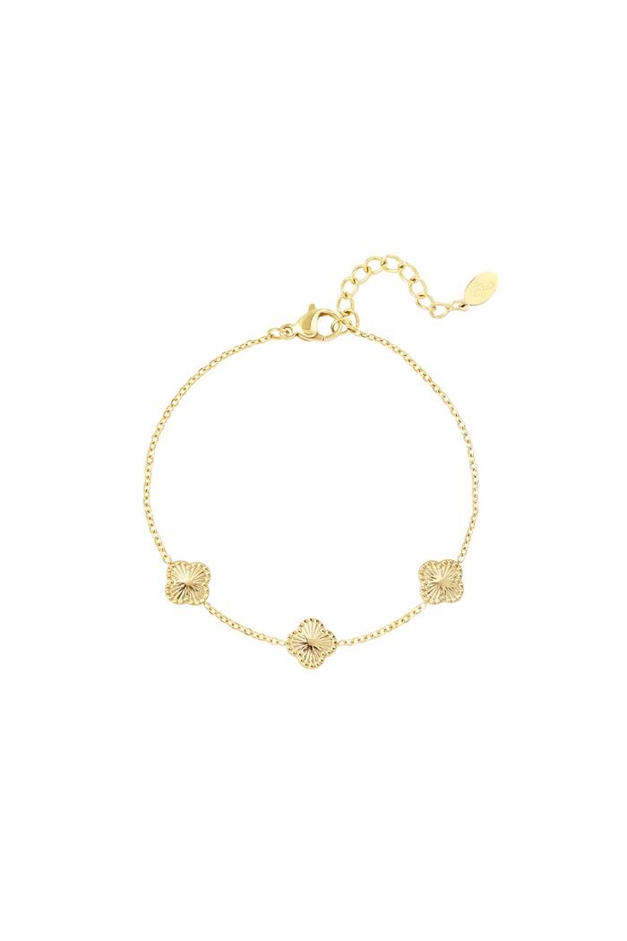 Bracelet clover with pattern Gold Stainless Steel 
