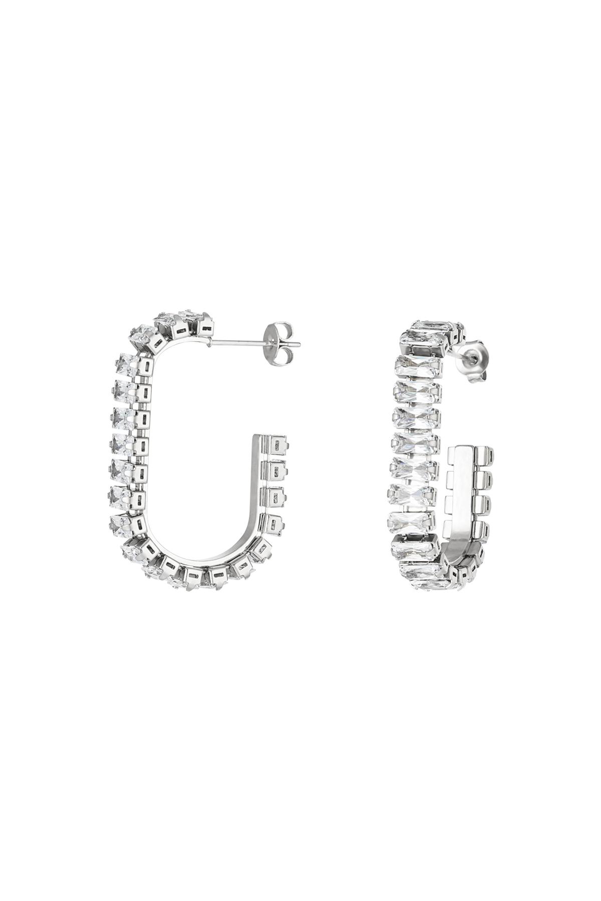 Earrings zircons party Silver Stainless Steel
