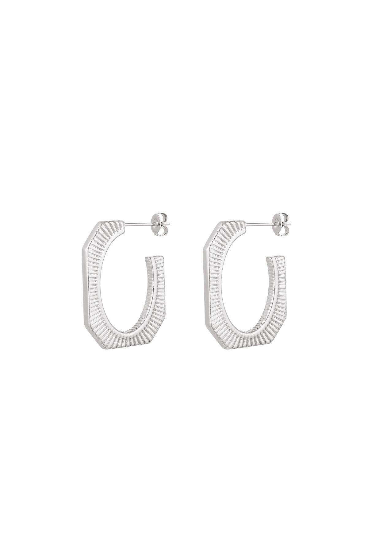 Earrings striped design Silver Color Stainless Steel