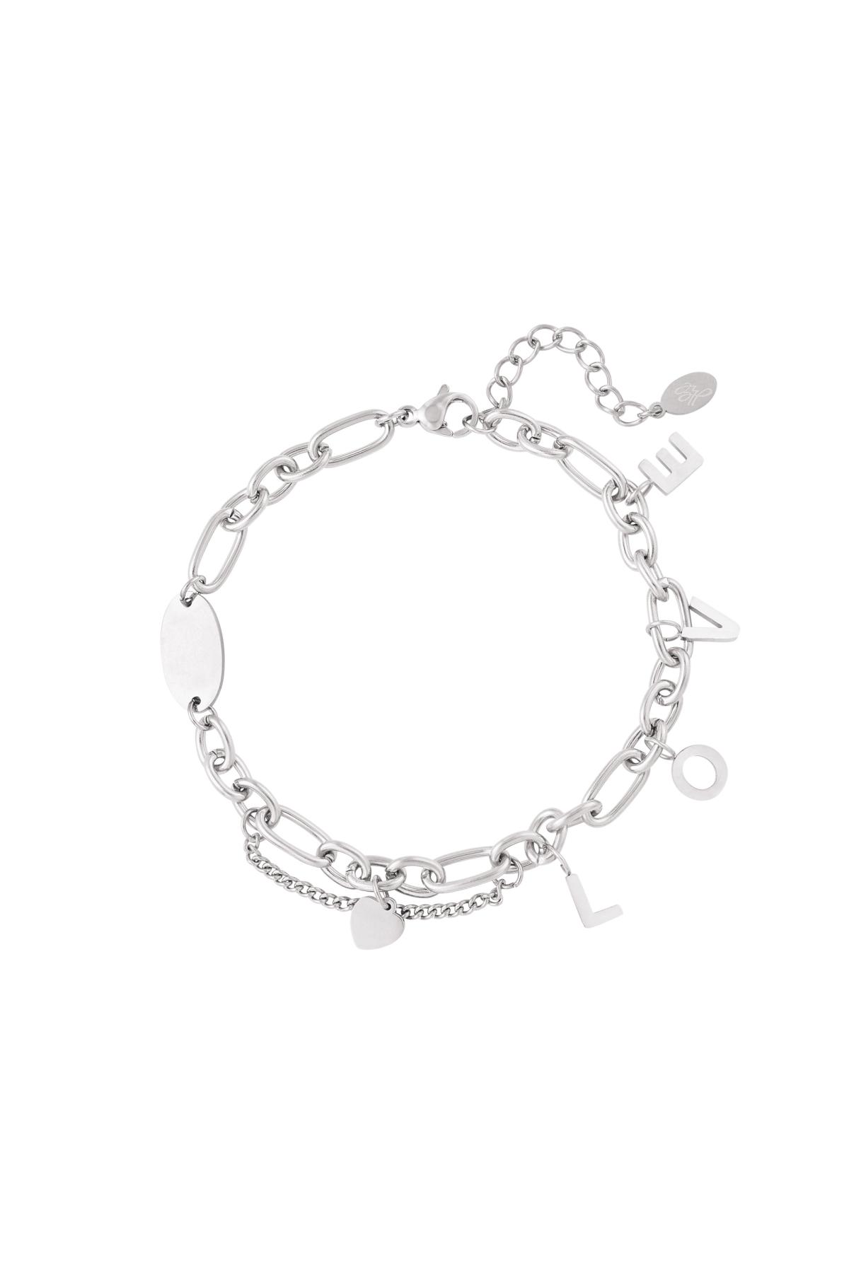Bracelet chunky love Silver Stainless Steel h5 