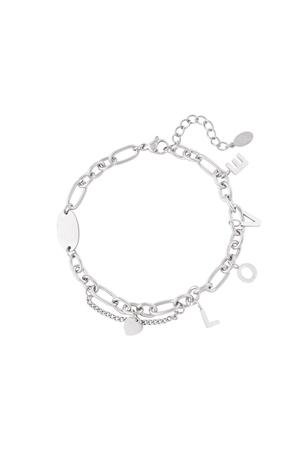 Bracelet chunky love Silver Stainless Steel h5 