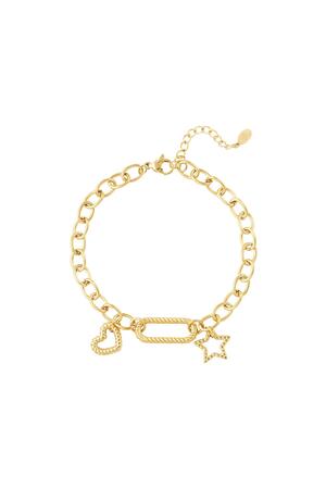 Bracelet with pendant and charms Gold Stainless Steel h5 