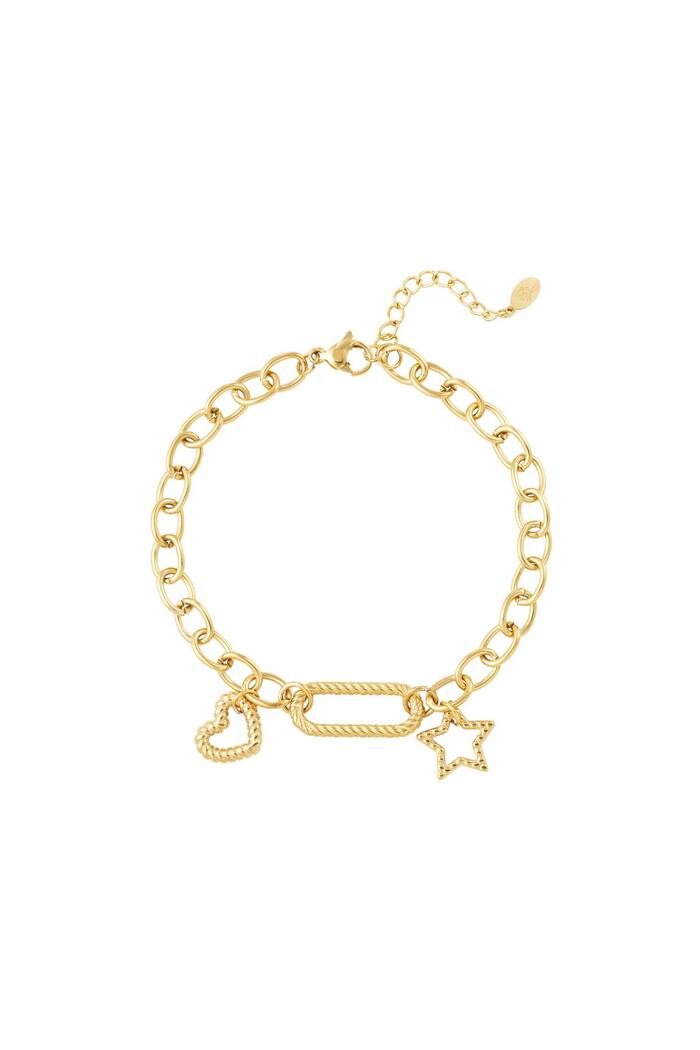 Bracelet with pendant and charms Gold Stainless Steel 