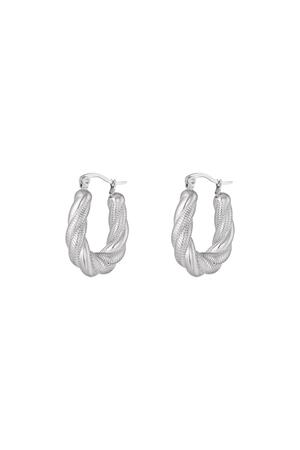 Earrings graceful twist Silver Stainless Steel h5 