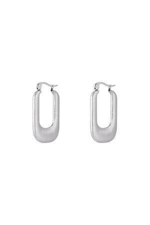 Embossed earrings Silver Stainless Steel h5 