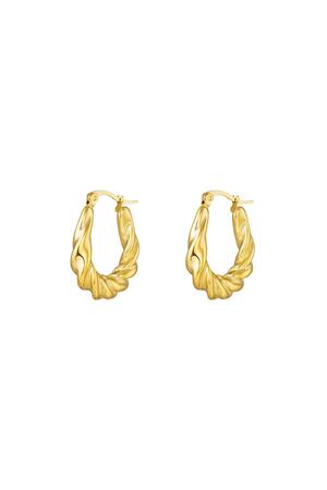 Earrings with twist Gold Stainless Steel h5 