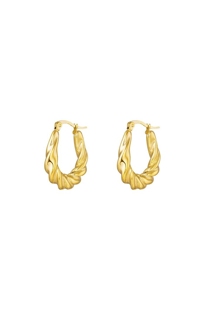 Earrings with twist Gold Stainless Steel 