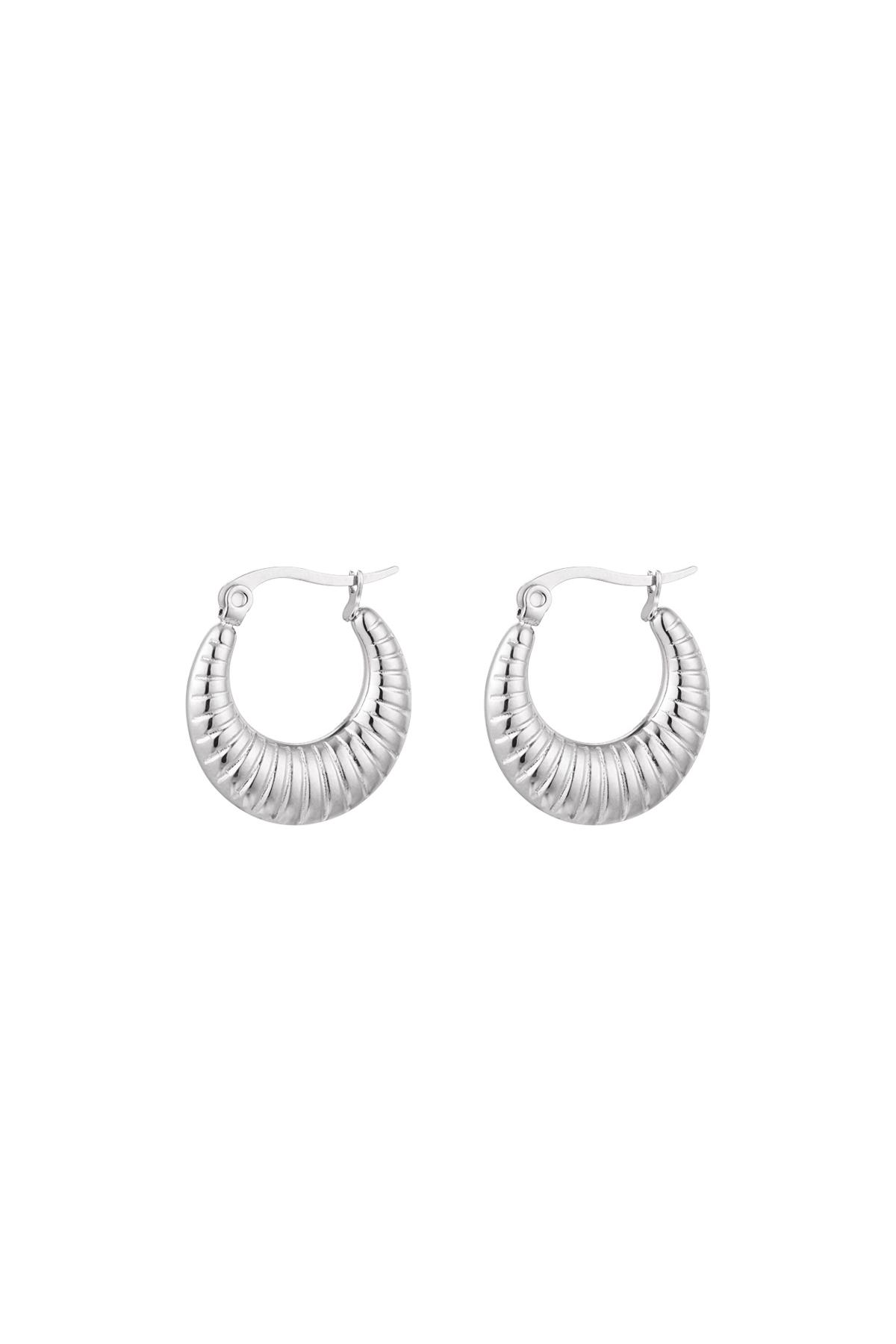 Earrings basic with print Silver Stainless Steel h5 