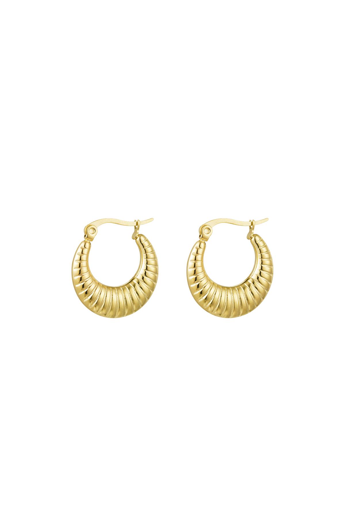 Earrings basic with print Gold Stainless Steel 