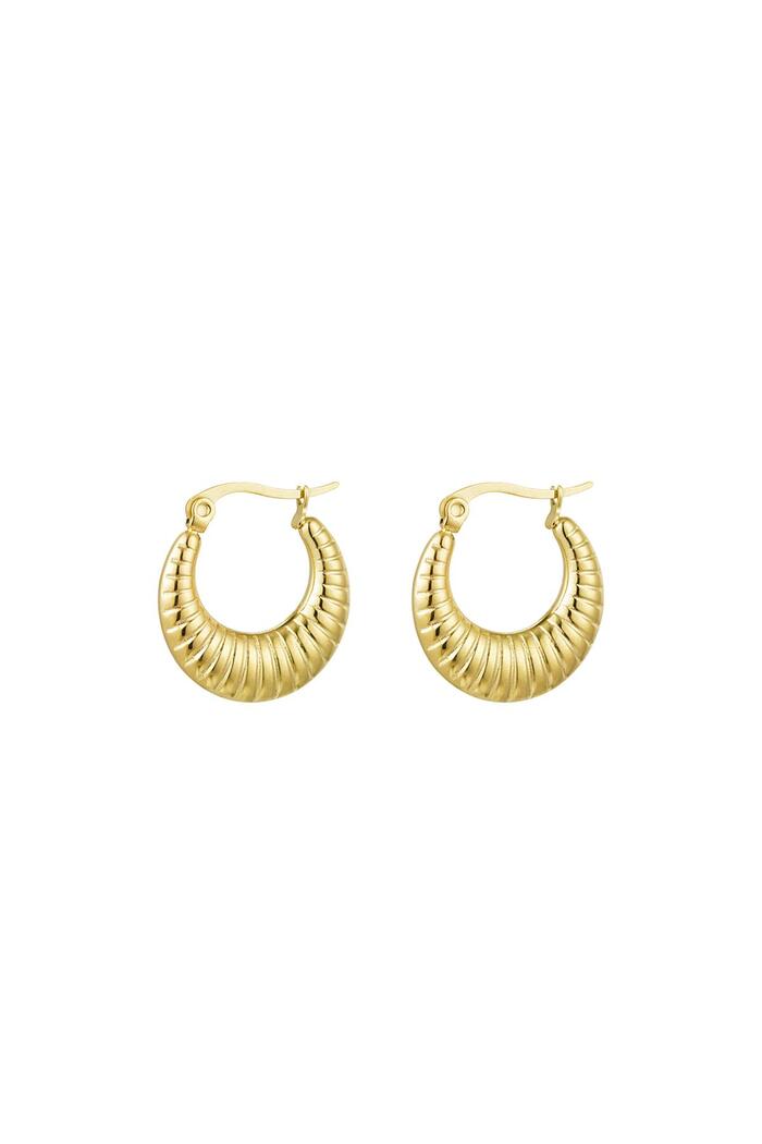 Earrings basic with print Gold Stainless Steel 