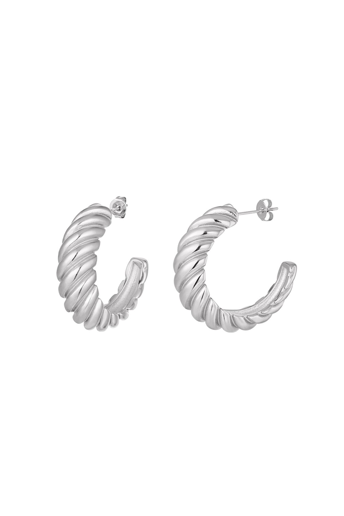 Earrings baguette Silver Color Stainless Steel 2