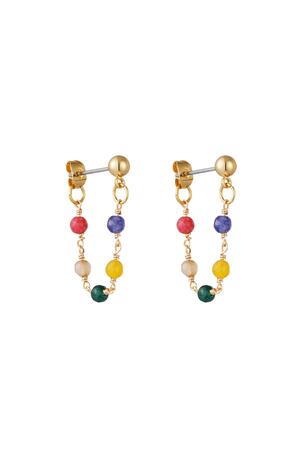 Earrings with chain and stones Gold Copper h5 